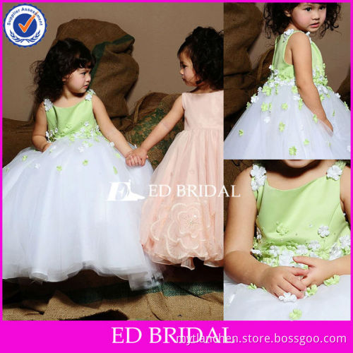 Two Tone Apple Green Ball Gown Organza Cinderella Flower Girl Dresses With Flower Applique